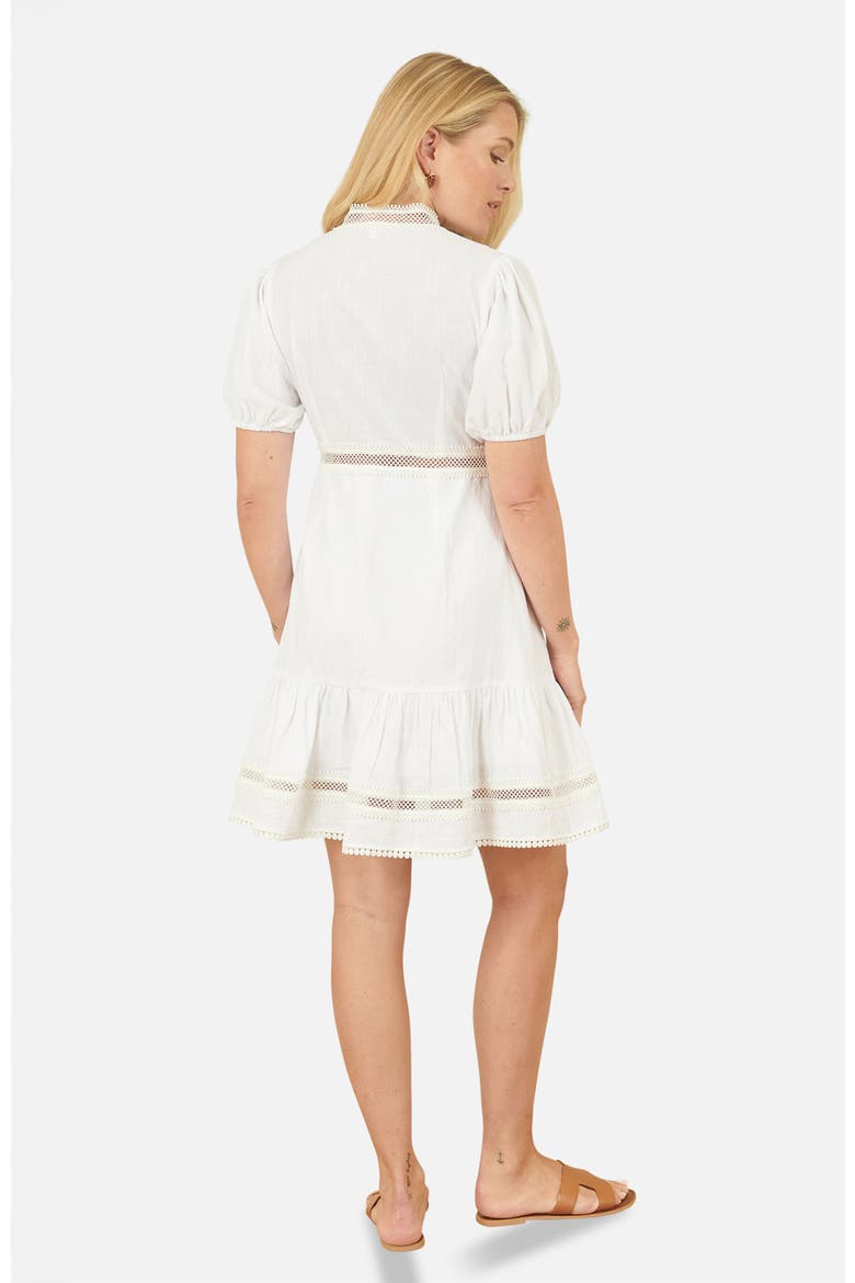 Cotton Lace Trim Skater Shirt Dress, Alternate, color, White