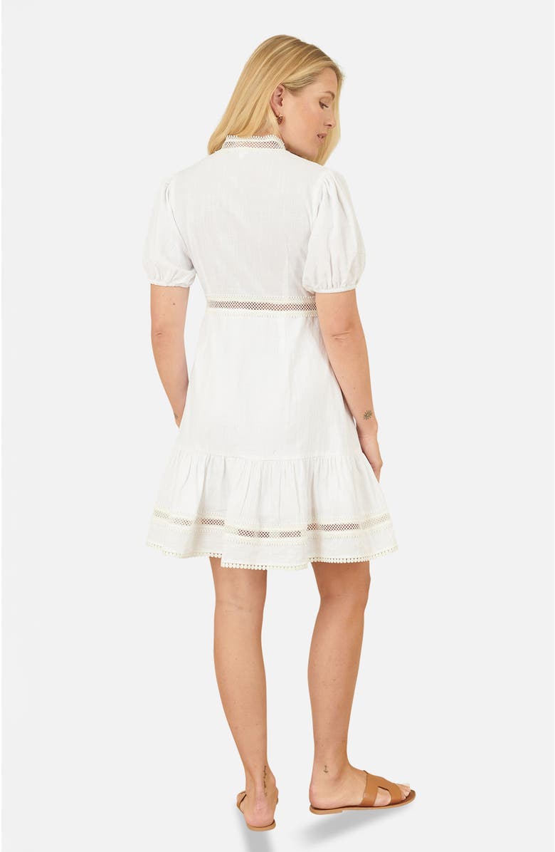 Yumi Cotton Lace Trim Skater Shirt Dress, Alternate, color, White