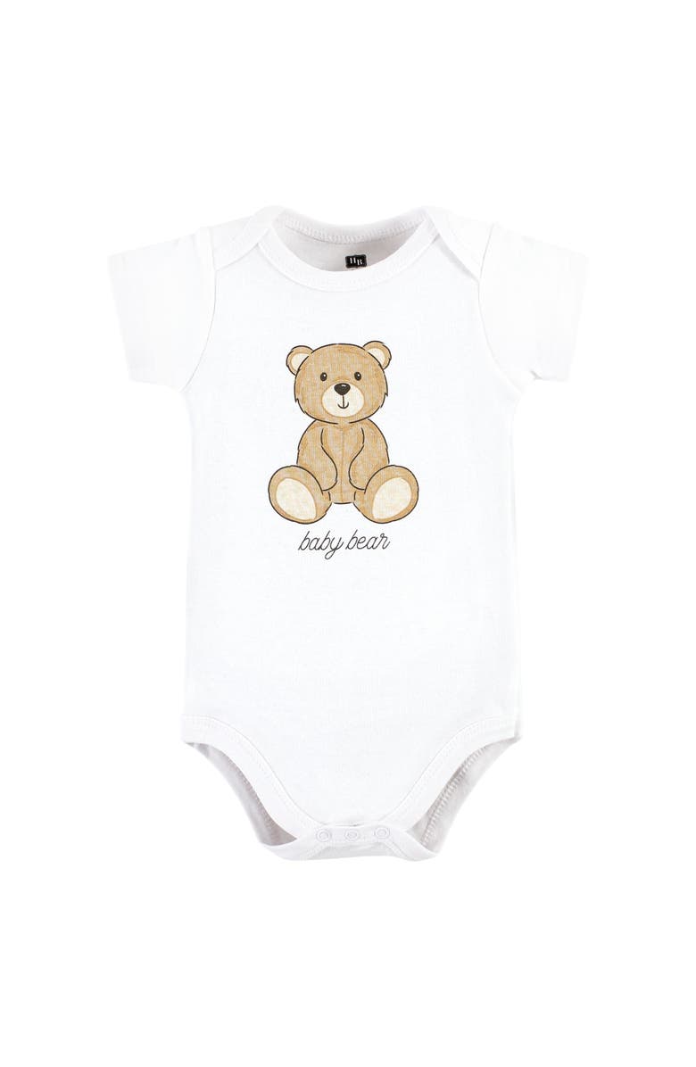Hudson Baby Cotton Infant Essentials Bodysuit, Pants, and Shoes 3Pk, Alternate, color, Teddy Bears Short Sleeve