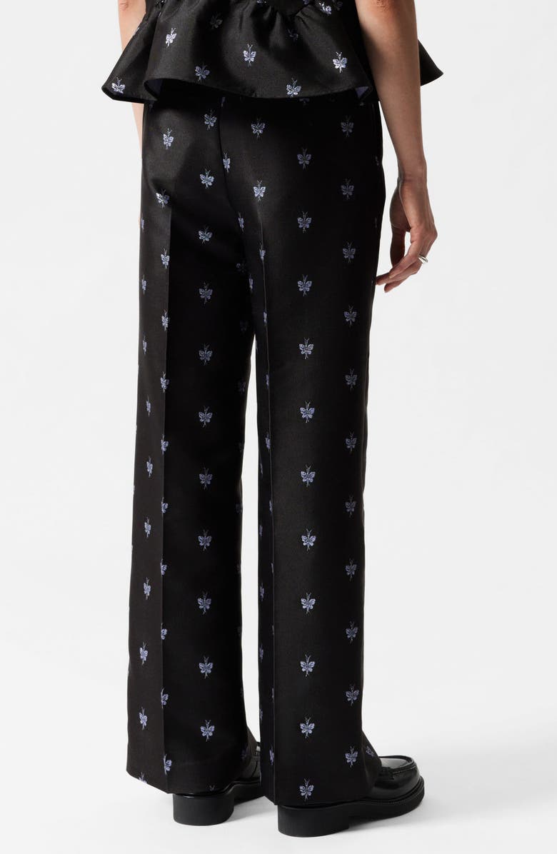 & Other Stories Metallic Jacquard Wide Leg Pants, Alternate, color, Black Dark