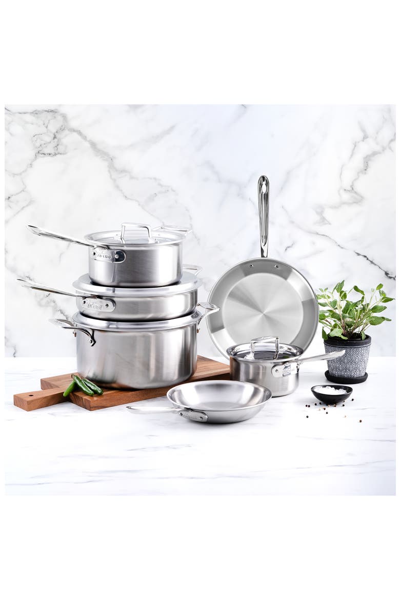 D5 5-Piece Brushed Stainless Steel Cookware Set, Alternate, color, SILVER