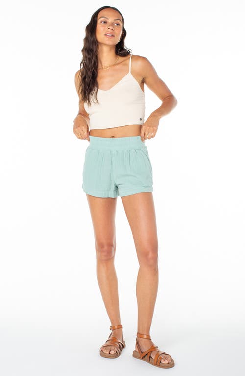 Roxy Laidback Cotton Gauze Shorts In Aquifer Solid
