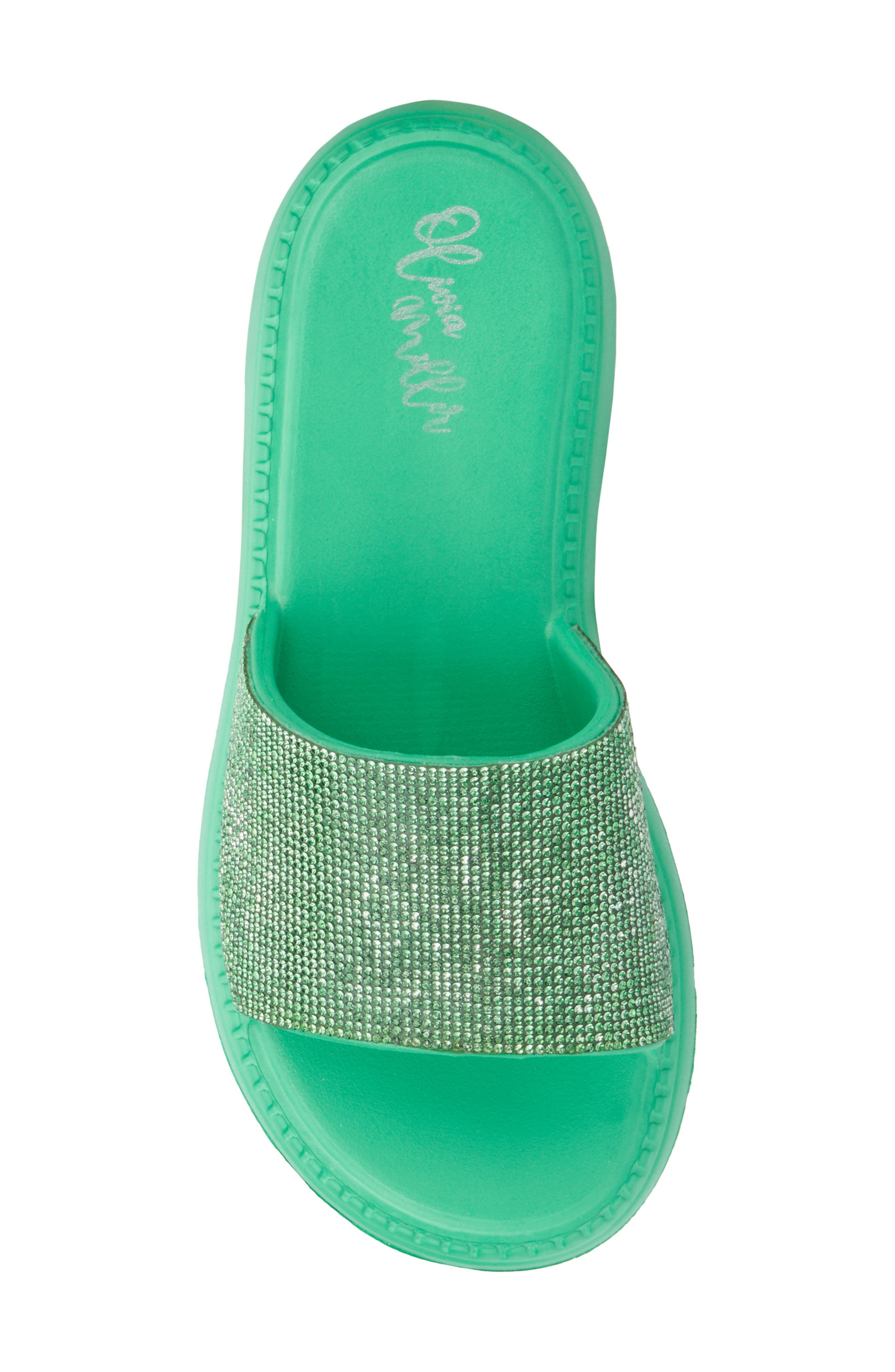 OLIVIA MILLER Glitter Gaze Platform Slide Sandal, Alternate, color, Green