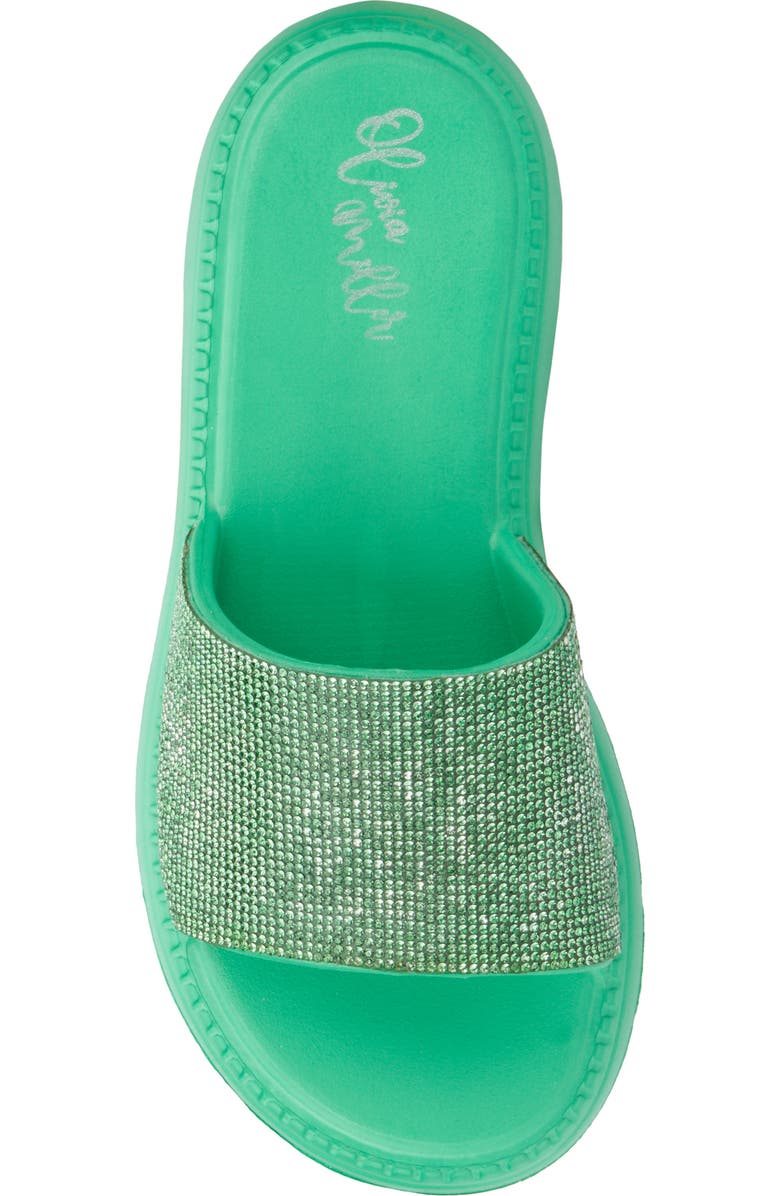OLIVIA MILLER Glitter Gaze Platform Slide Sandal, Alternate, color, Green