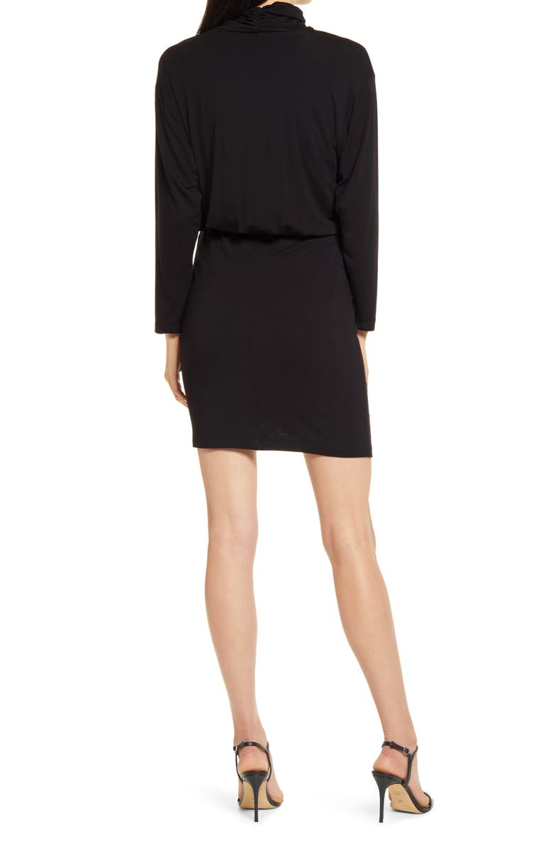 Fraiche by J Ruched Turtleneck Long Sleeve Dress, Alternate, color, 