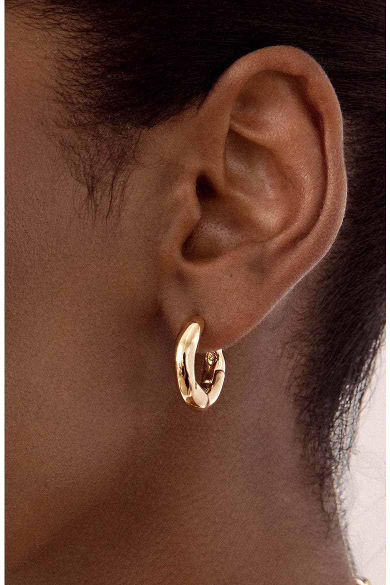 Mini Molten Hoop Earrings, Alternate, color, GOLD