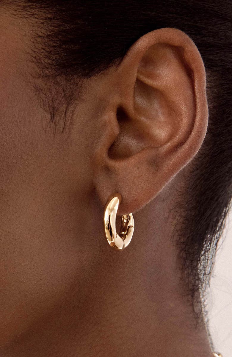 Ettika Mini Molten Hoop Earrings, Alternate, color, Gold