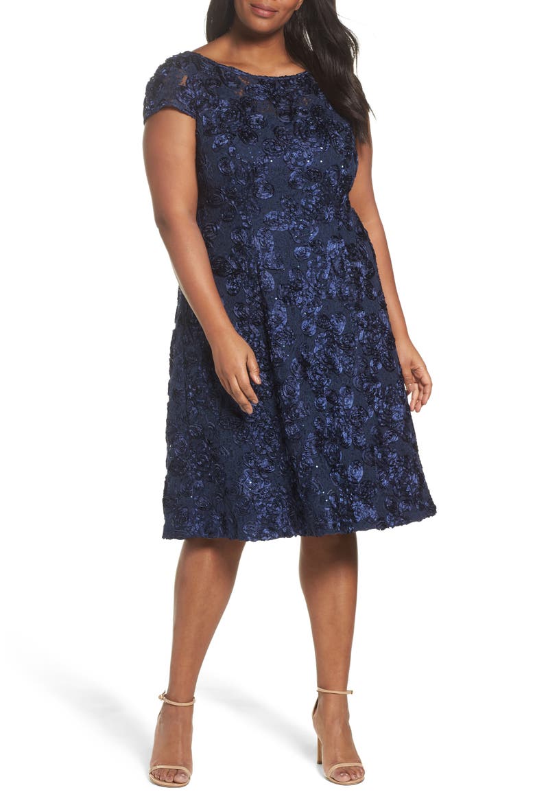 Sequin Lace Cocktail Dress, Main, color, NAVY