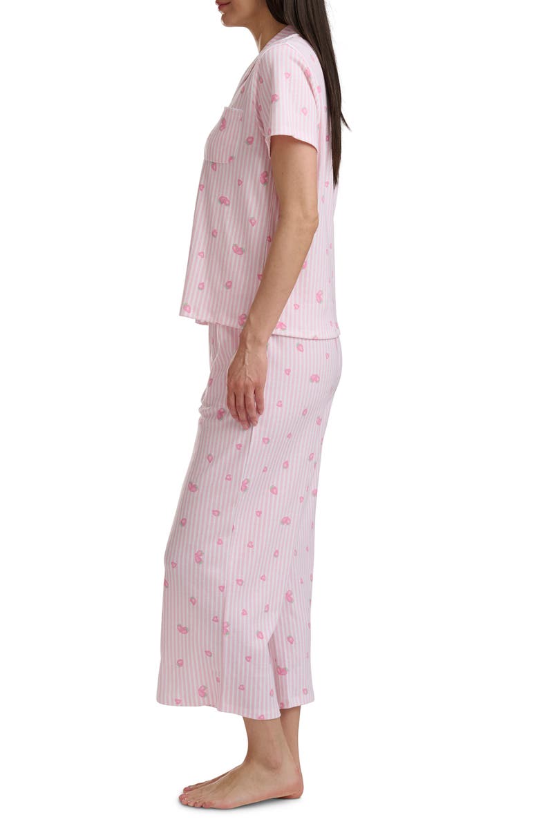 Splendid Notch Collar Crop Pajamas, Alternate, color, Strawberry Sand Stripe