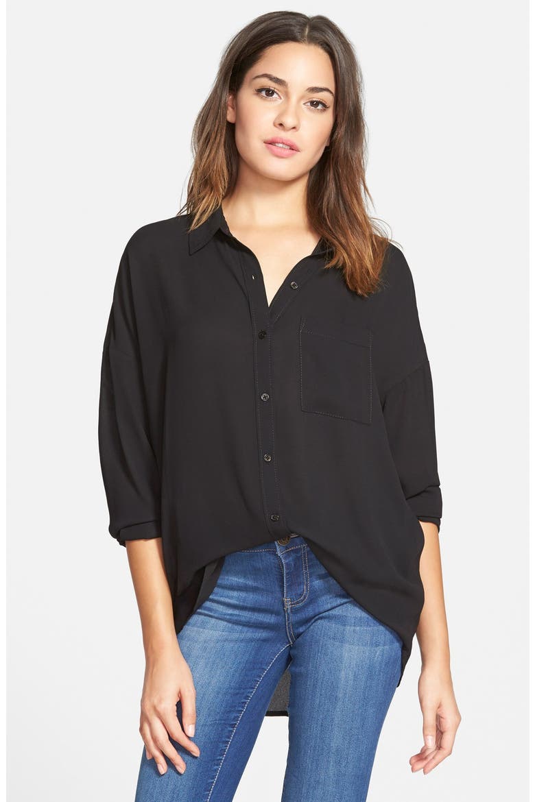 Frenchi® Spread Collar Shirt, Main, color, BLACK