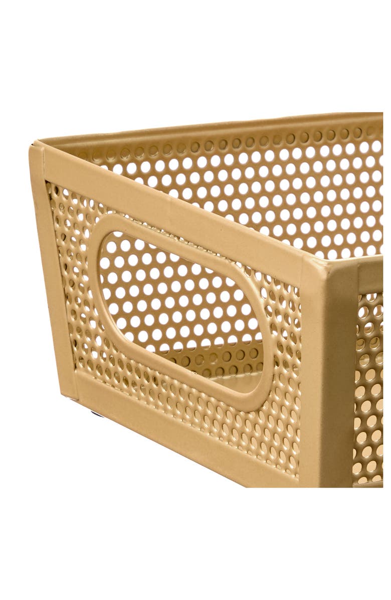 mDesign Perforated Metal Storage Bin with Handles - Set of 2 - Soft Brass, Alternate, color, Soft Brass