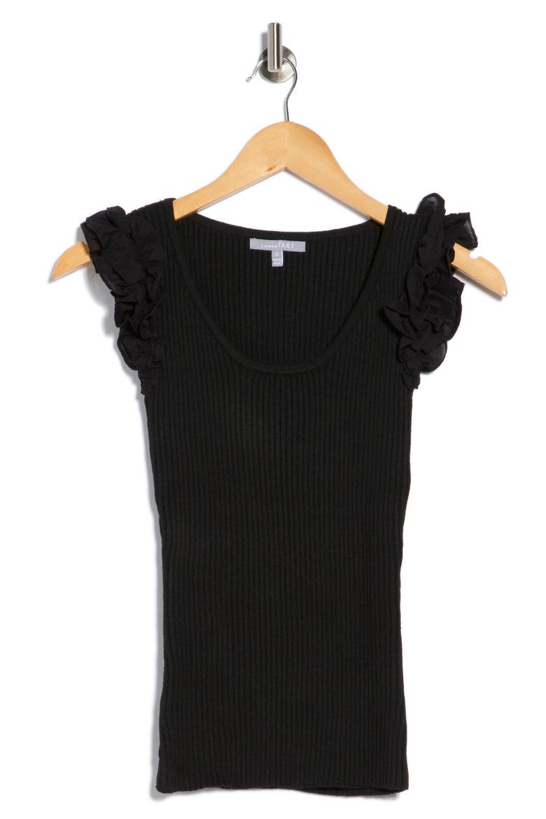 Decla Ruffle Sleeve Knit Top, Alternate, color, BLACK