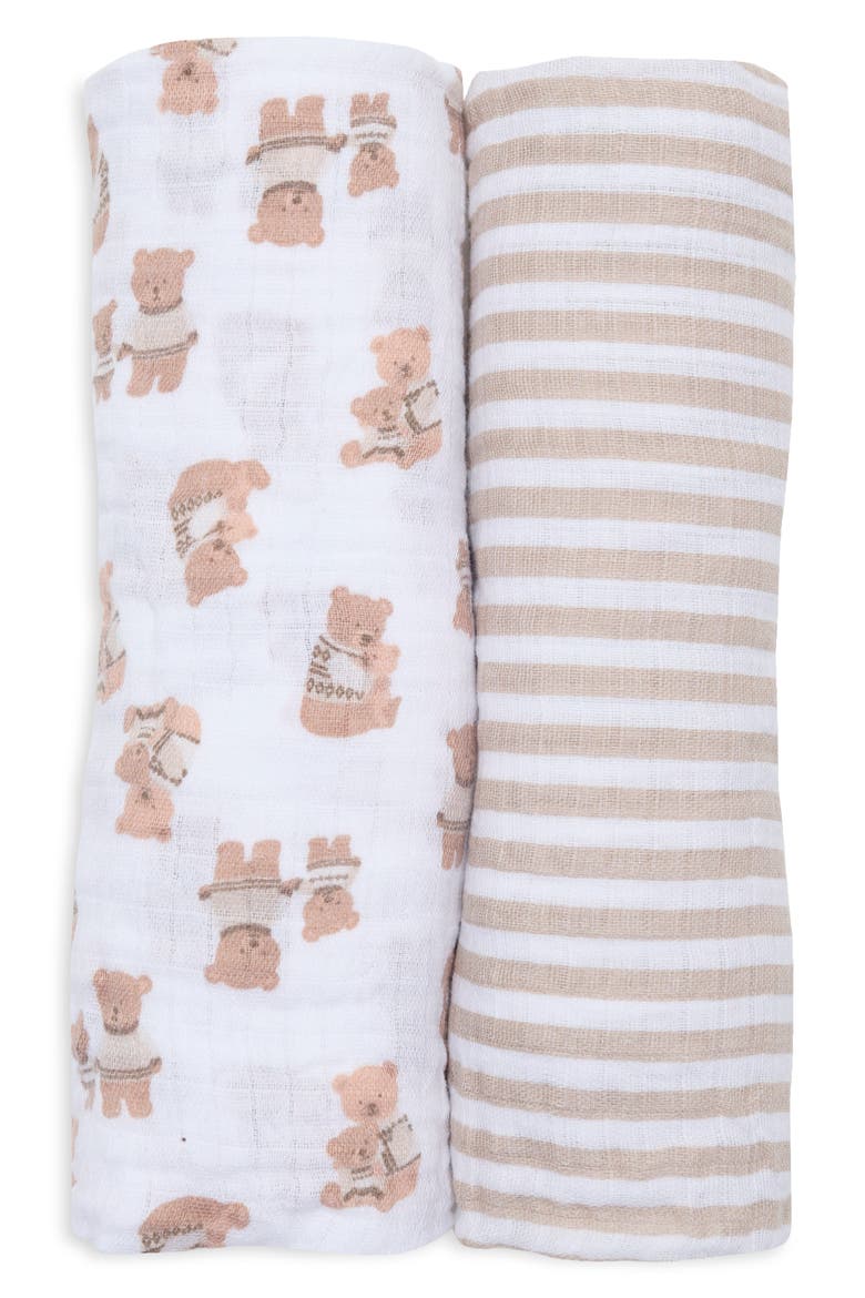 2-Pack Muslin Blankets, Main, color, DADDY BEAR