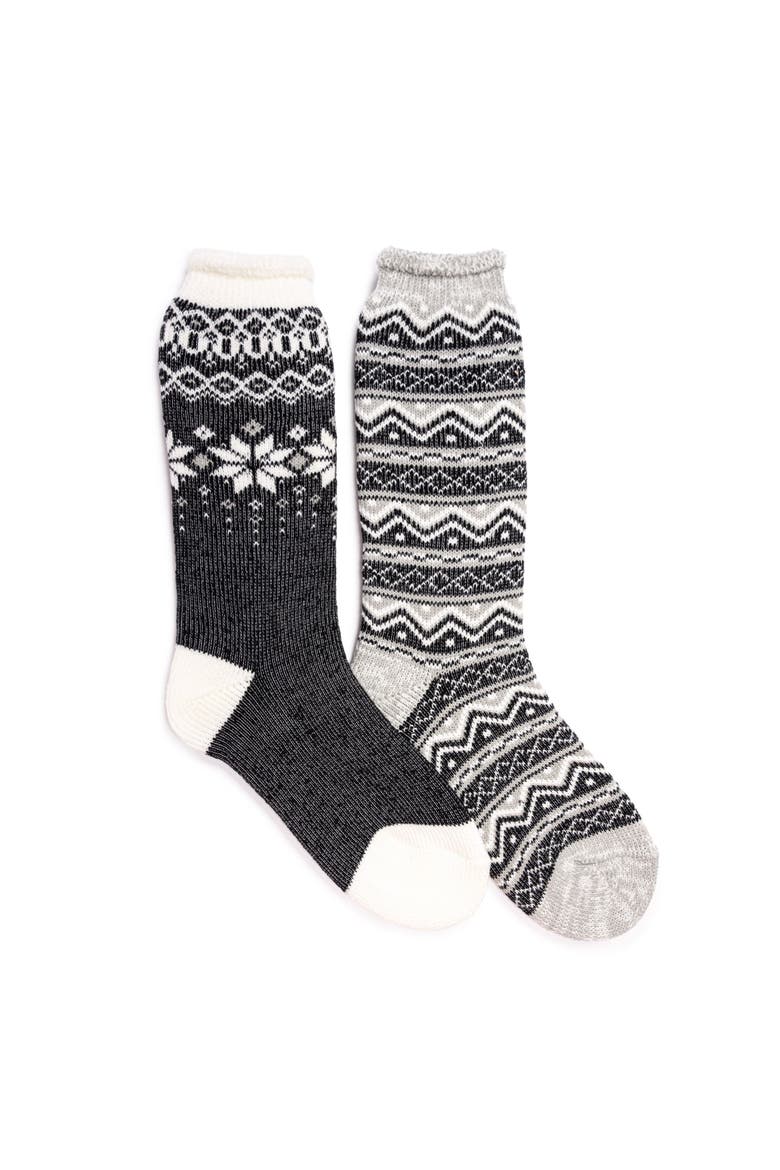Women's 2 Pair Pack Tall Heat Retainer Boot Socks, Main, color, Ebony