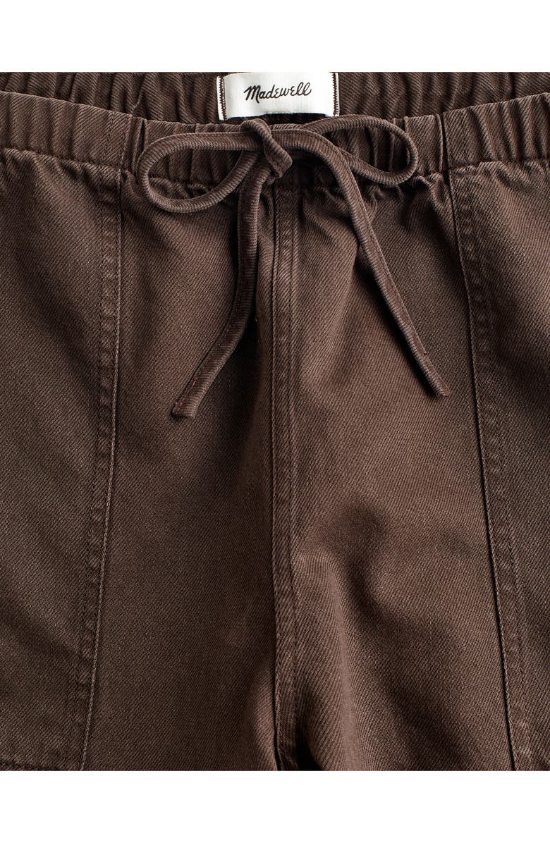 Madewell Pull-On Barrel Leg Airy Denim Utility Pants, Alternate, color, Dark Brown