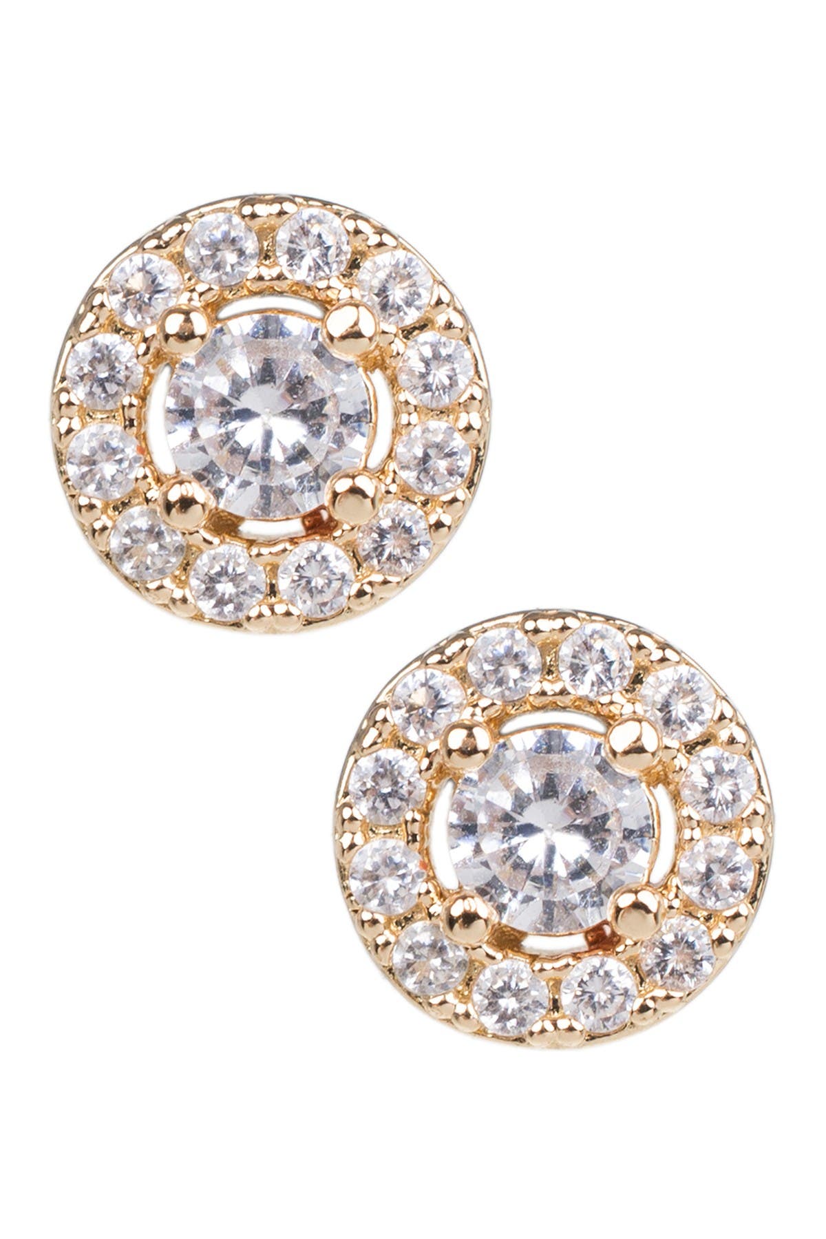 14K Gold Plated Cubic Zirconia Circle Stud Earrings