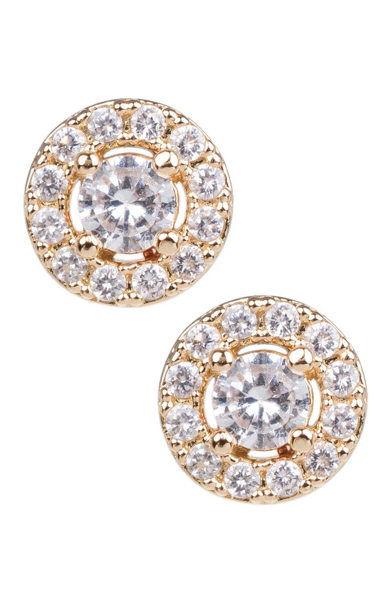 CZ by Kenneth Jay Lane 14K Gold Plated Cubic Zirconia Circle Stud Earrings, Main, color, Clear/Gold