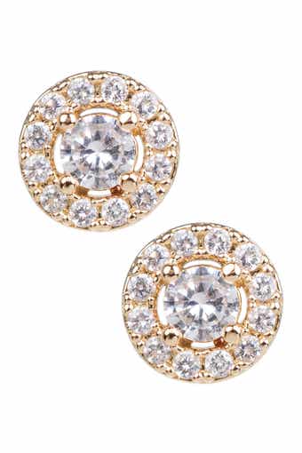 14K Gold Plated Cubic Zirconia Circle Stud Earrings