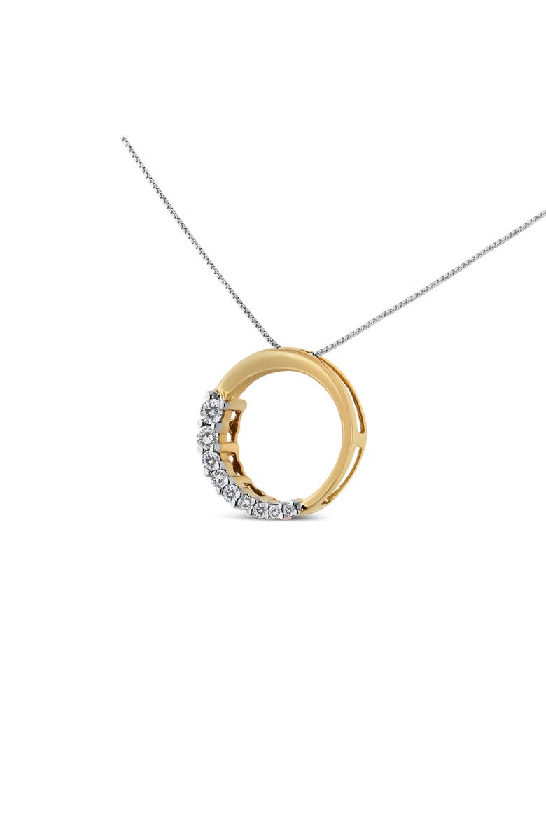 14K Gold 1/4 Cttw Graduating Diamond Open Circle Hoop 18" Pendant Necklace, Alternate, color, Yellow Gold