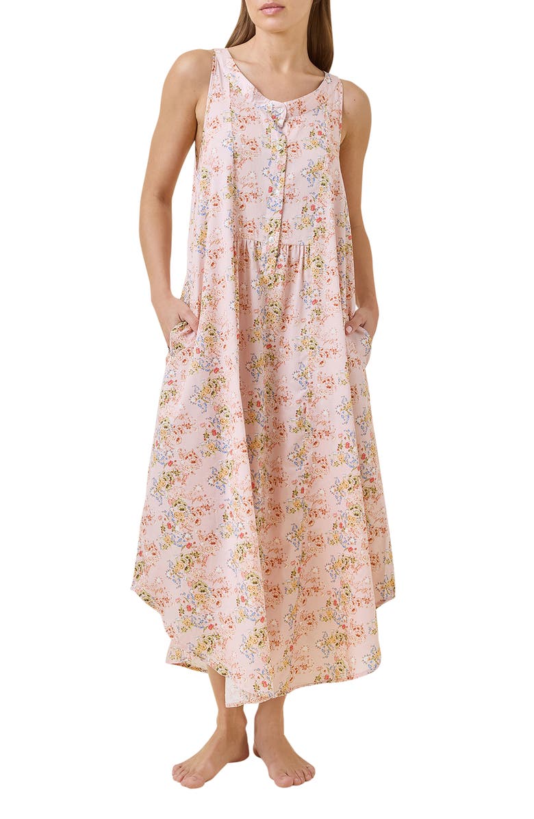 Papinelle Molly Floral Cotton Sateen Nightgown, Main, color, 