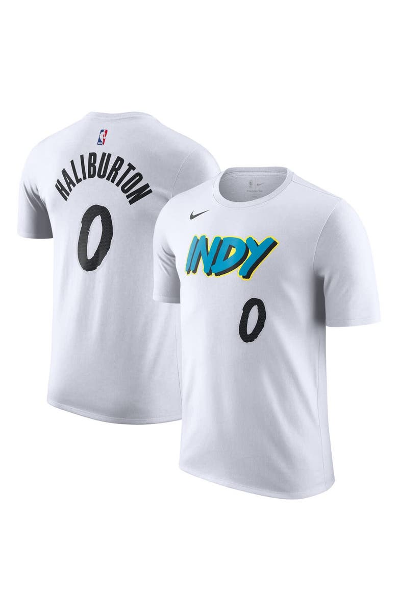 Nike Men's Nike Tyrese Haliburton White Indiana Pacers 2024/25 City Edition Name & Number T-Shirt, Main, color, 