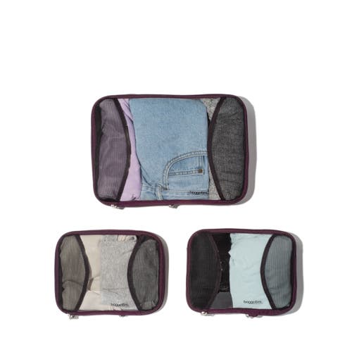 Baggallini 2 Medium / 1 Large Compression Packing Cubes Travel Set In Mulberry