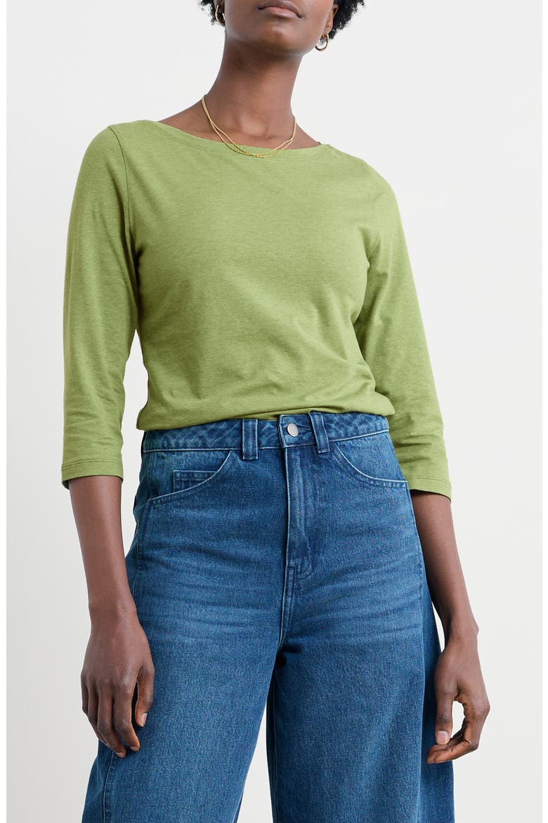 Easel Stretch Organic Cotton Top, Main, color, MELANGE ALOE
