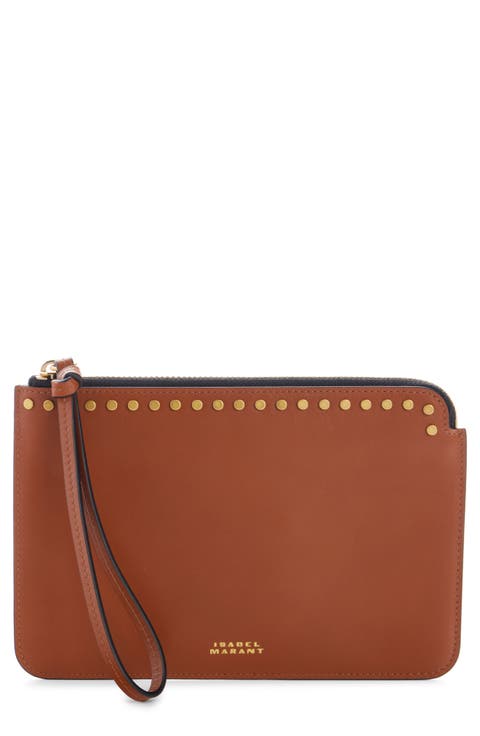 Oskan Stud Leather Flat Pouch