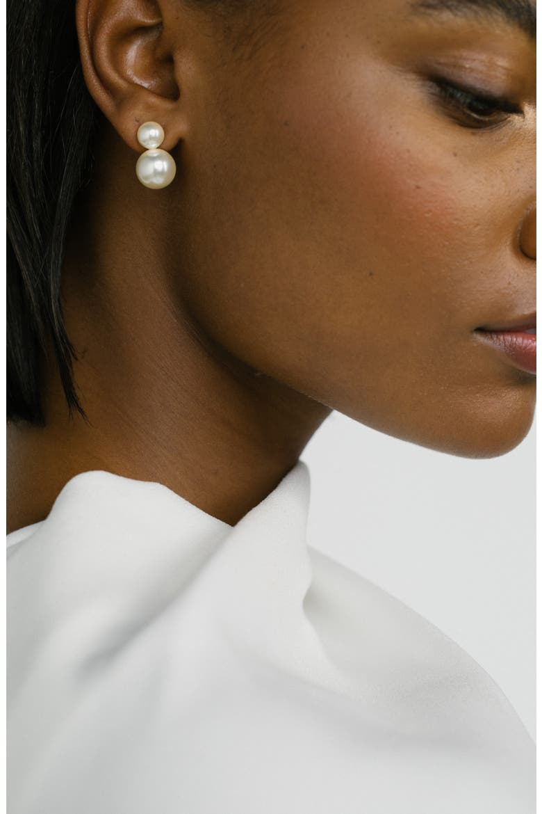 Iris Faux Pearl Drop Earrings, Alternate, color, PEARL