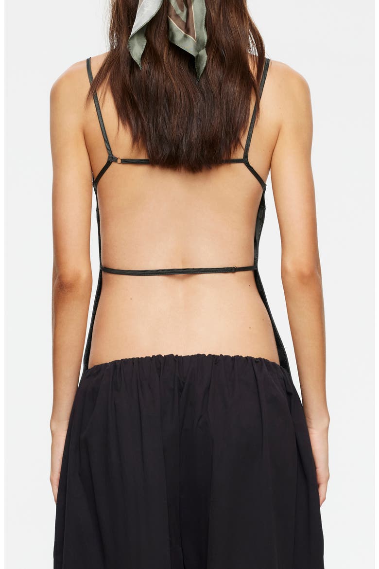 Camille Backless Satin Camisole, Alternate, color, DARK OLIVE