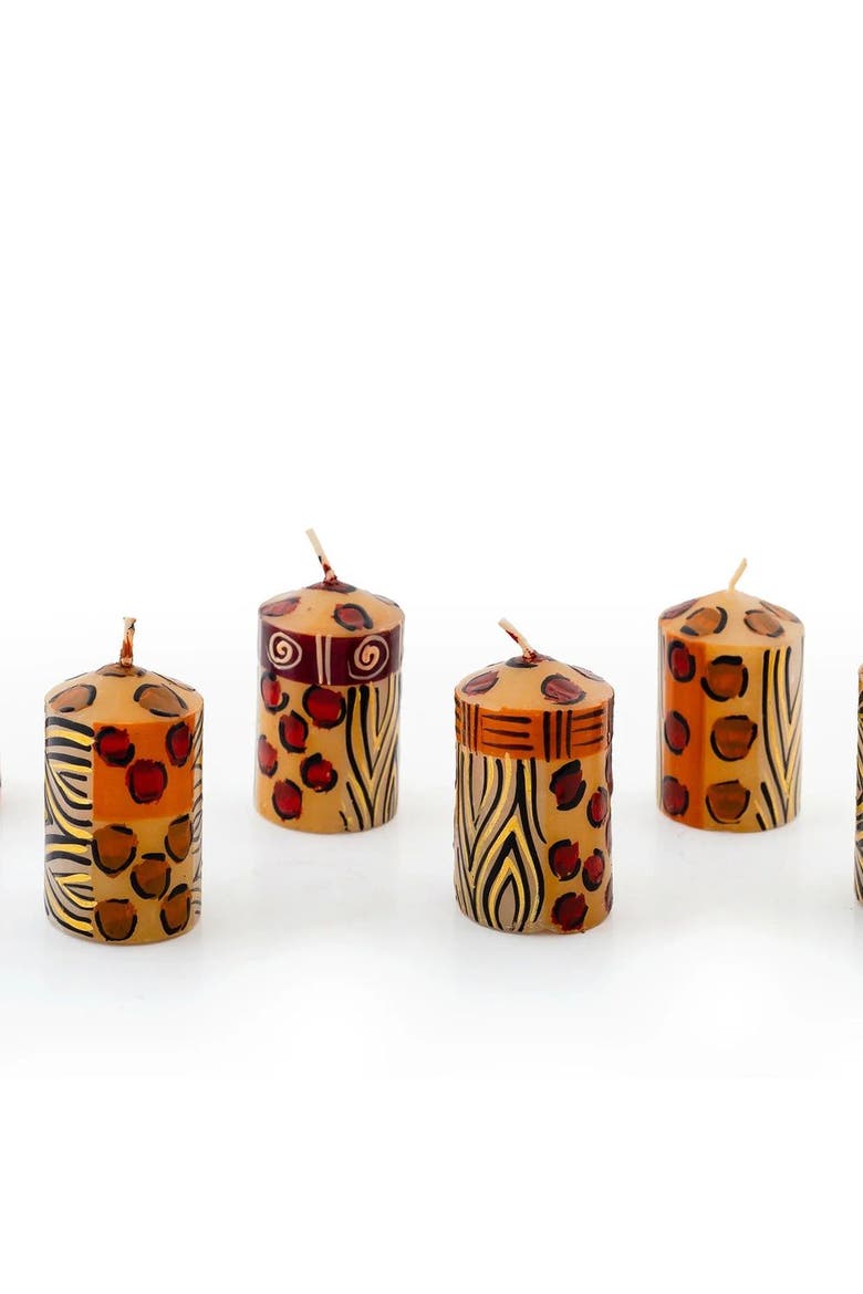 Animal Print Painted Voltive Candles - Set of 6, Main, color, Animal Print - 2"
