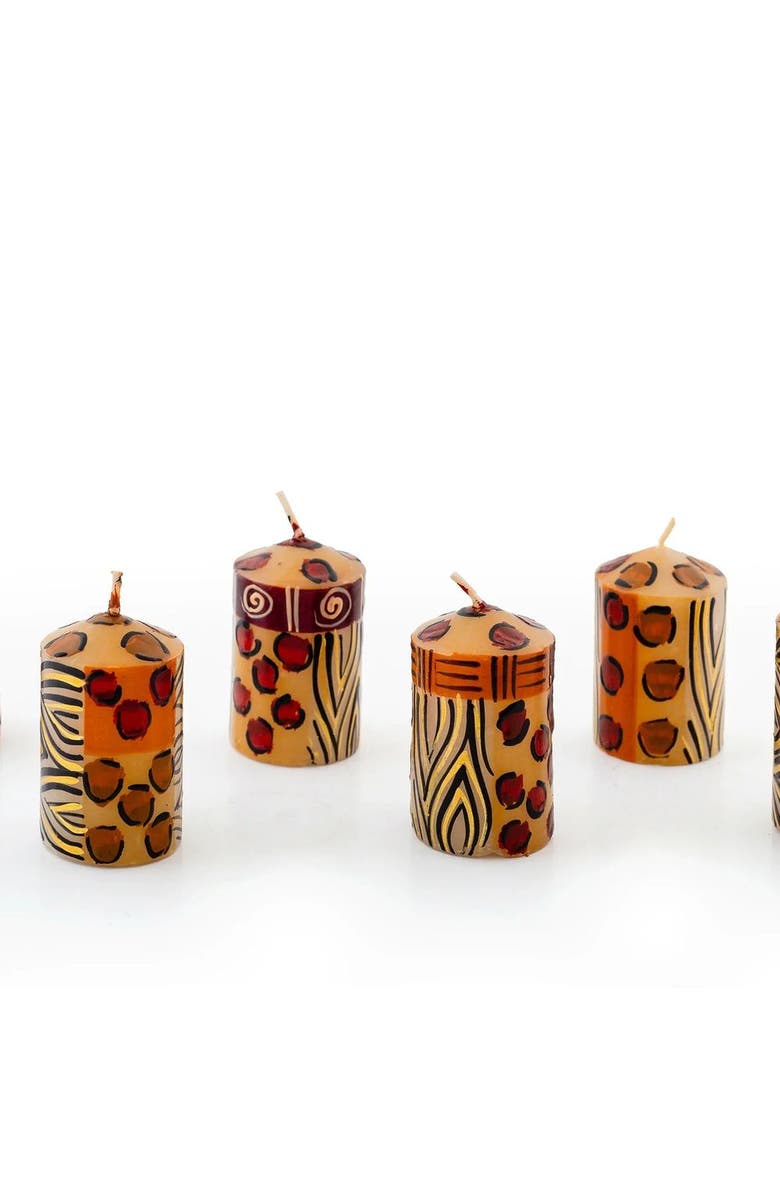 Thumbprint Artifacts Animal Print Painted Voltive Candles - Set of 6, Main, color, Animal Print - 2"