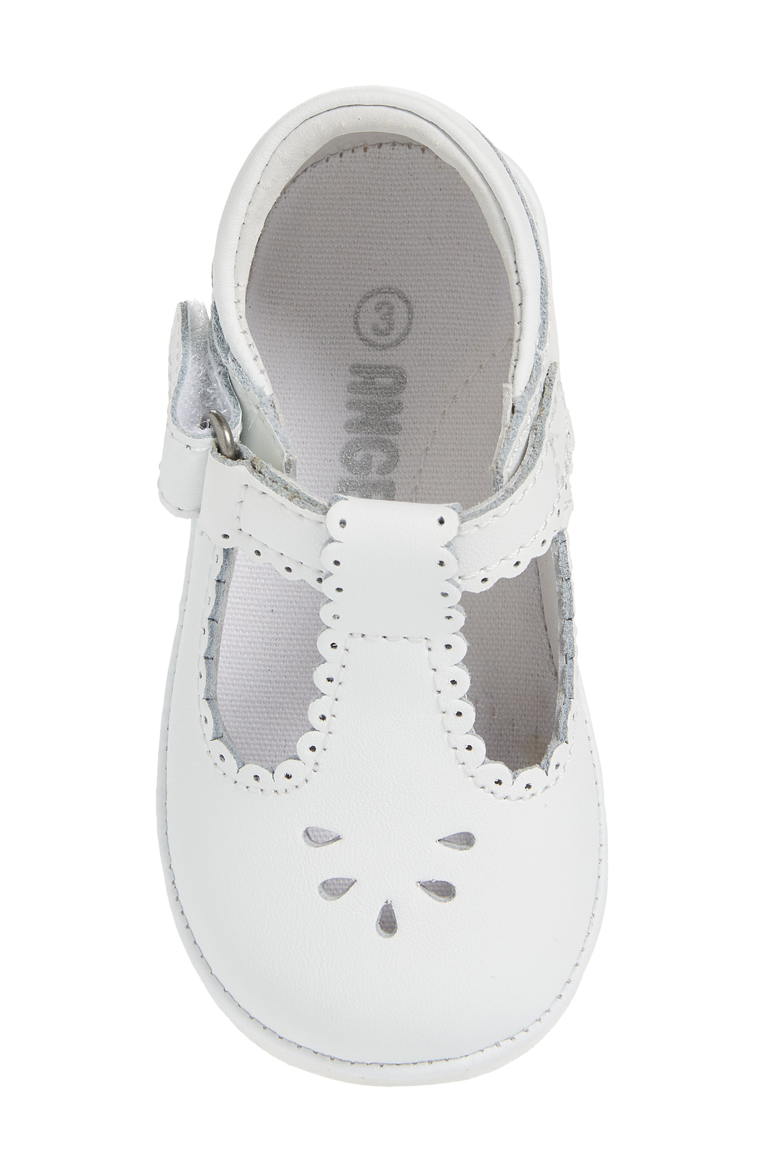L'AMOUR Dottie Scalloped T-Strap Shoe, Alternate, color, White