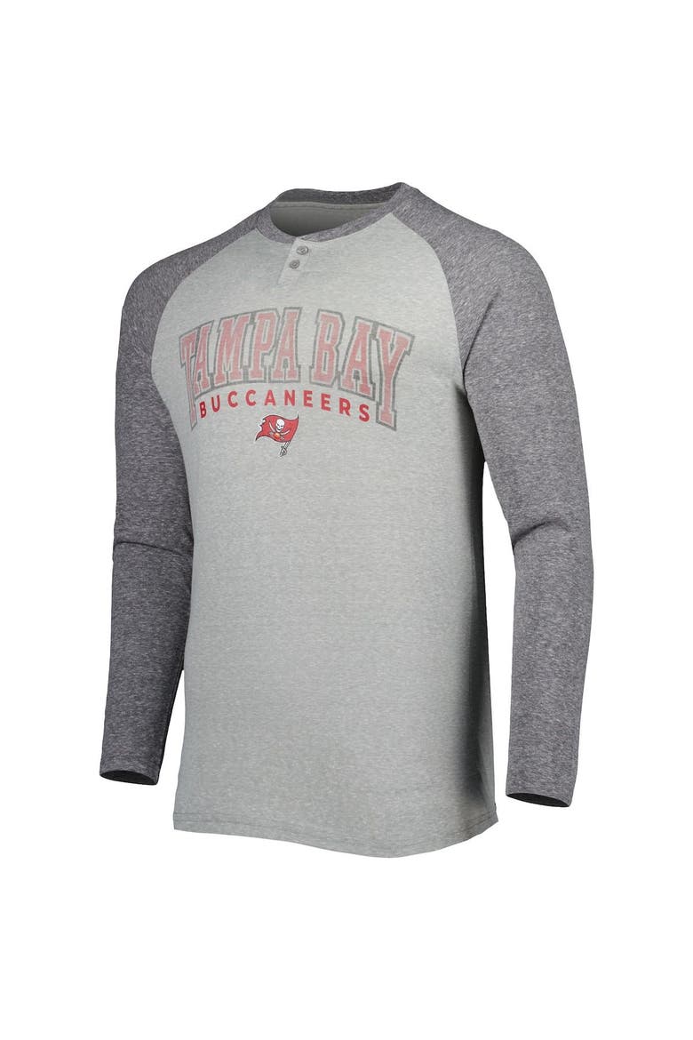 Men's Concepts Sport Heather Gray Tampa Bay Buccaneers Ledger Raglan Long Sleeve Henley T-Shirt, Alternate, color, Gray