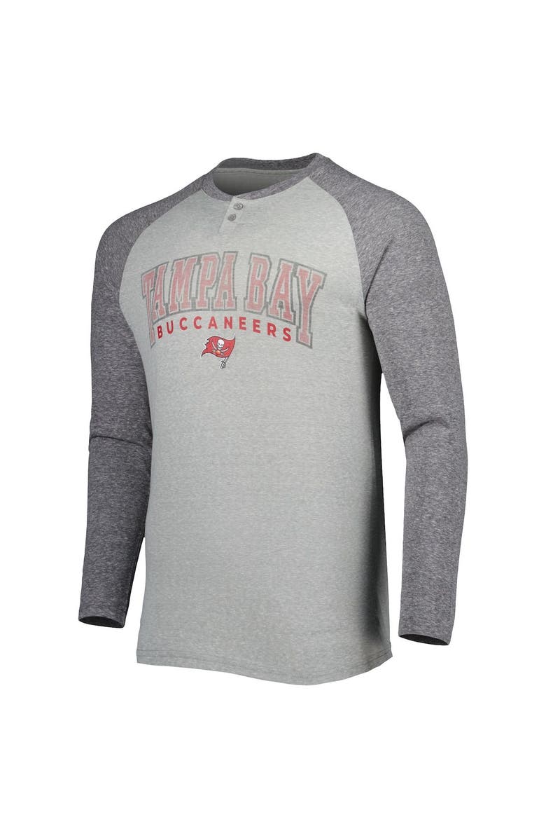 CONCEPTS SPORT Men's Concepts Sport Heather Gray Tampa Bay Buccaneers Ledger Raglan Long Sleeve Henley T-Shirt, Alternate, color, Gray