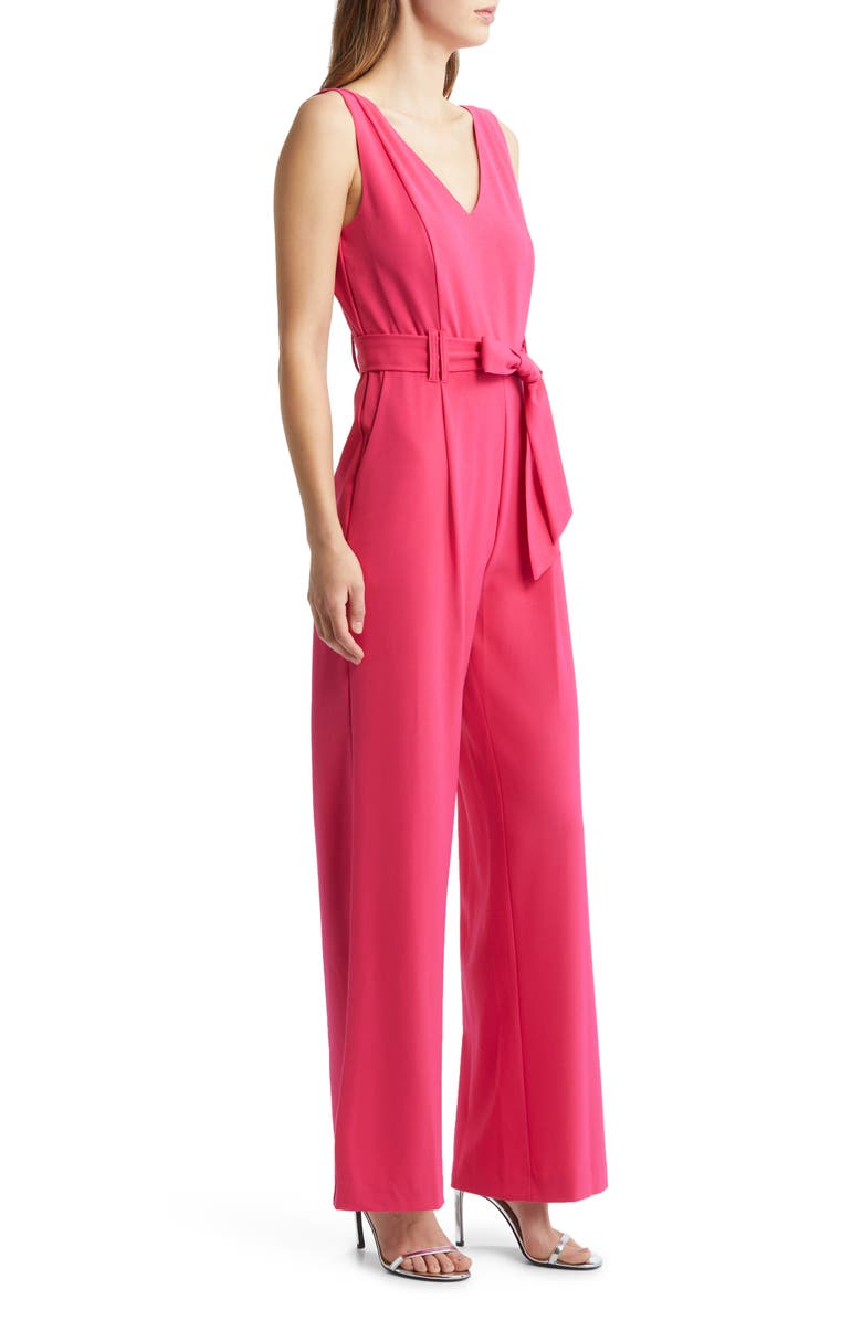Tahari ASL Tie Waist Crepe Jumpsuit, Alternate, color, 