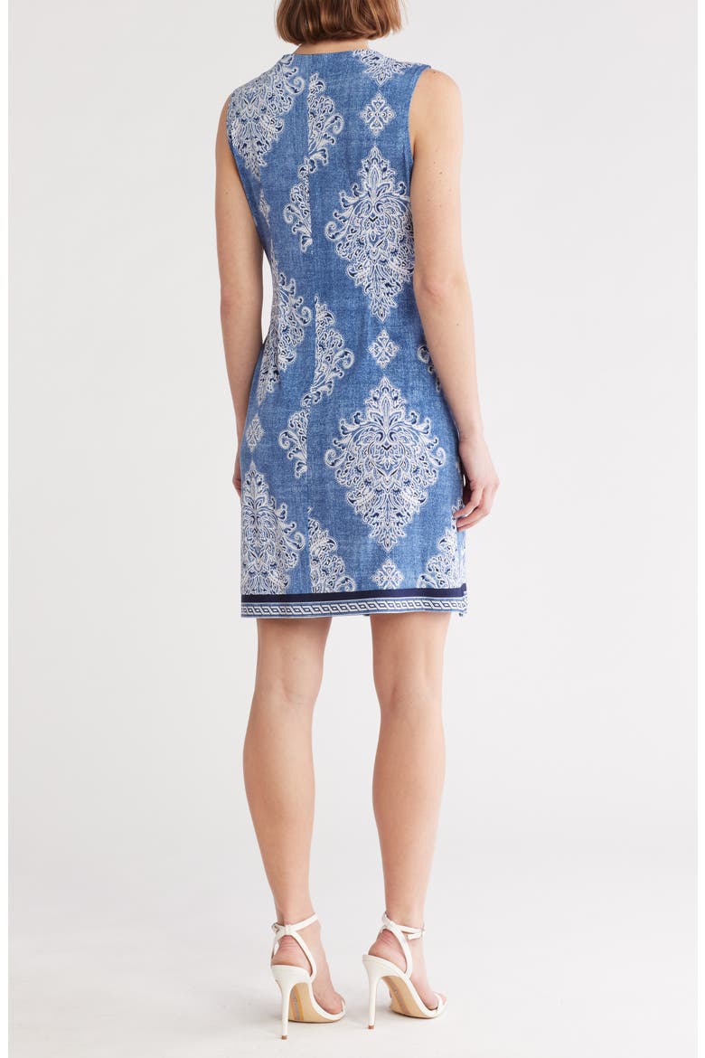 Keyhole Sleeveless Asymmetric Shift Dress, Alternate, color, DENIM