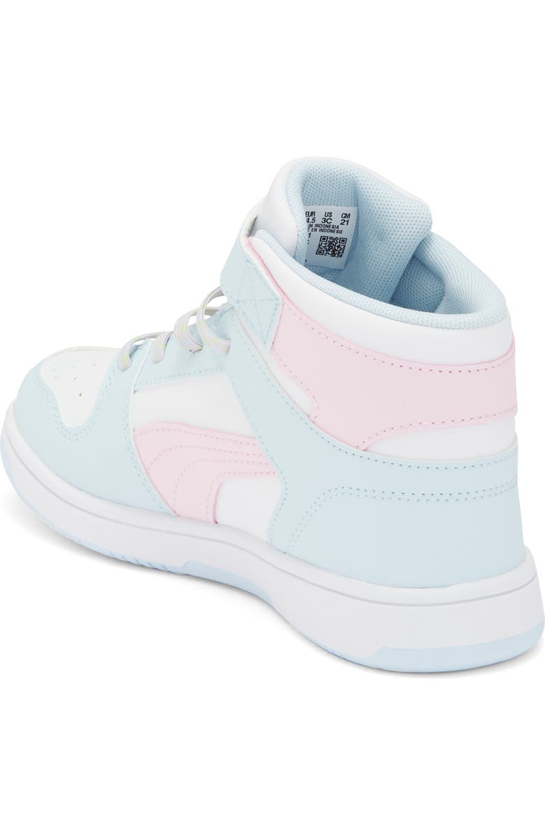 PUMA Kids' Rebound Layup Playful Charm High Top Sneaker, Alternate, color, Puma White/ Pearl Pink/ Apple