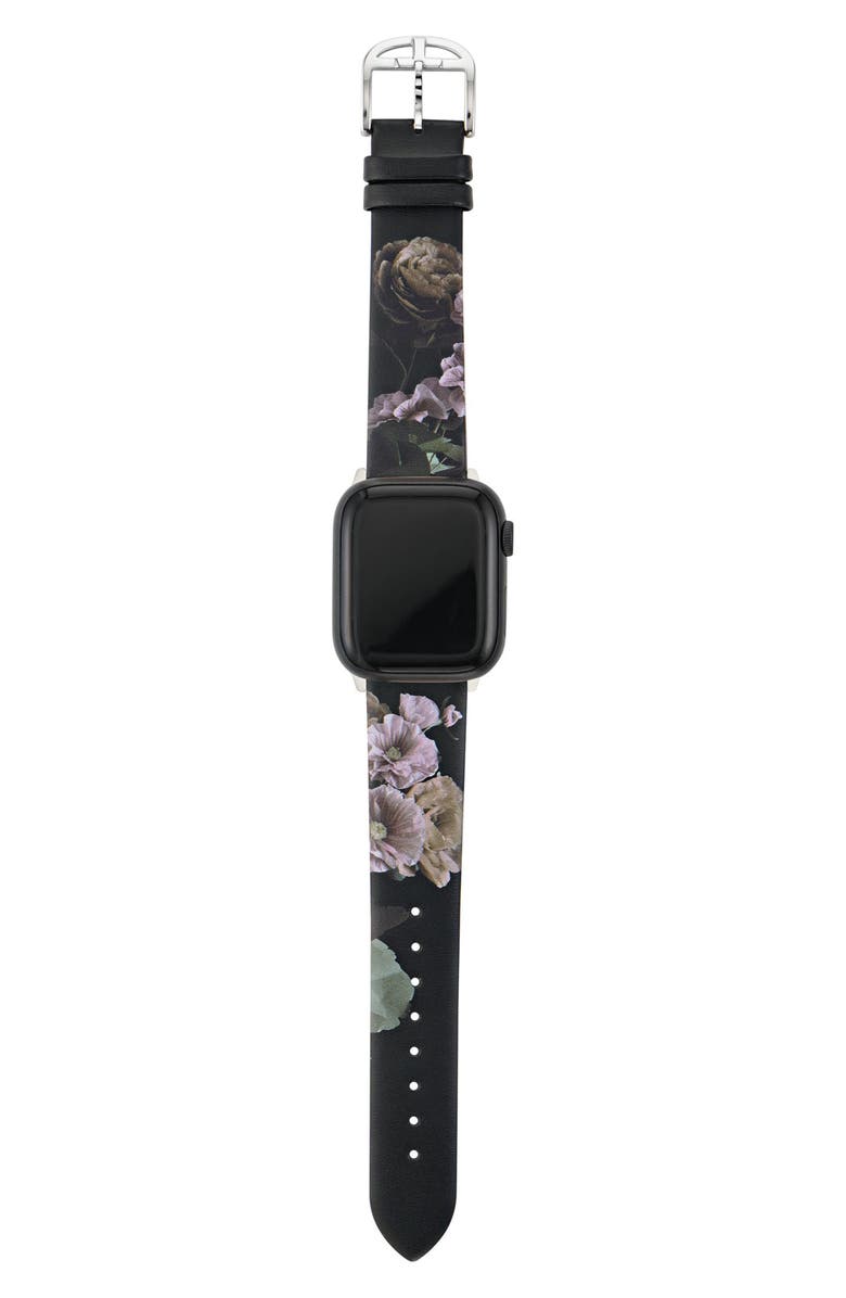 Ted Baker London Floral Print Leather Apple Watch<sup>®</sup> Watchband, Alternate, color, 
