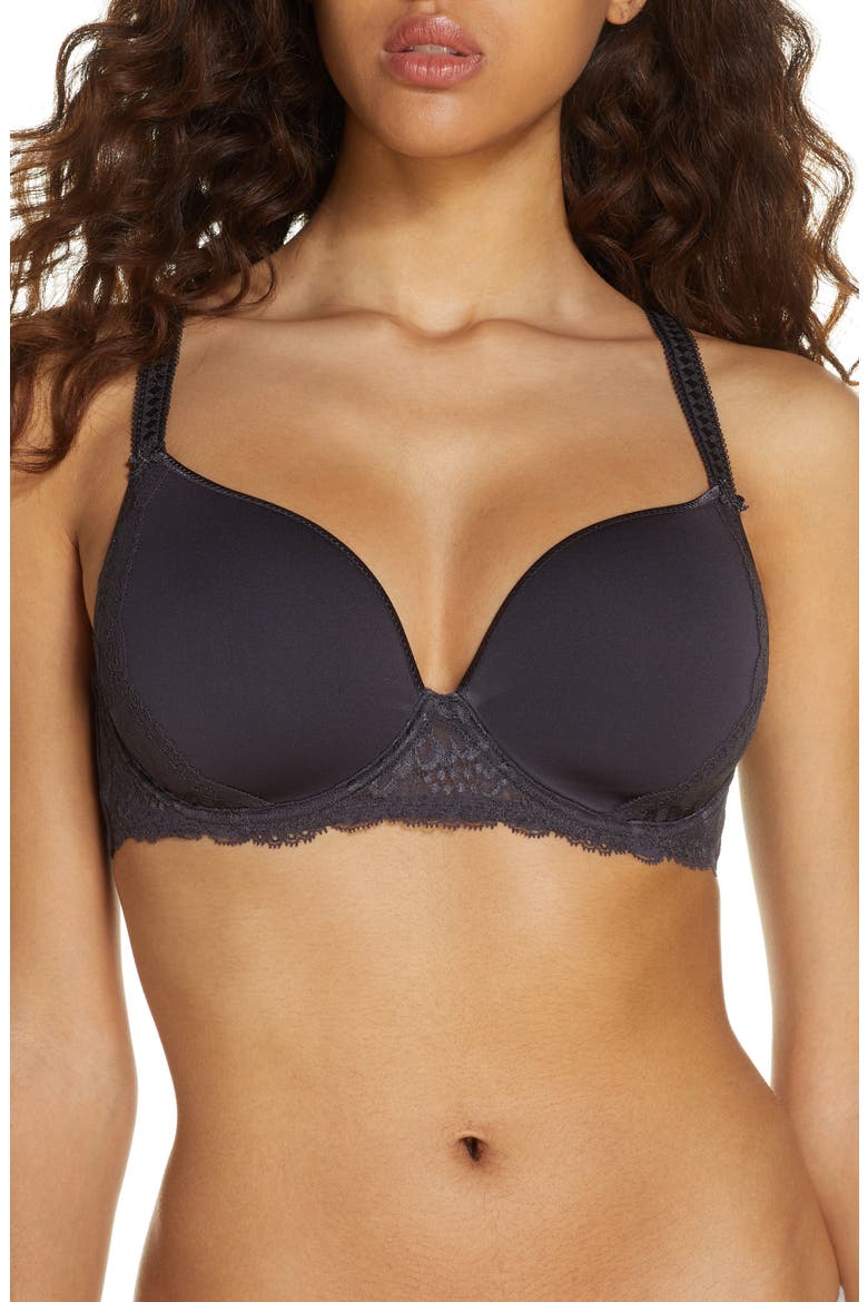 Promesse 3D Underwire Plunge Bra, Main, color, ANTHRACITE
