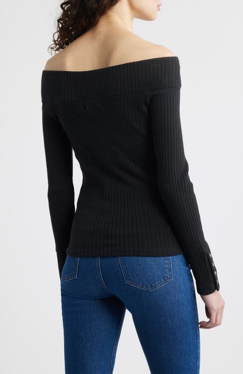 Nation Ltd Val Off The Shoulder Cotton Rib Top In Black