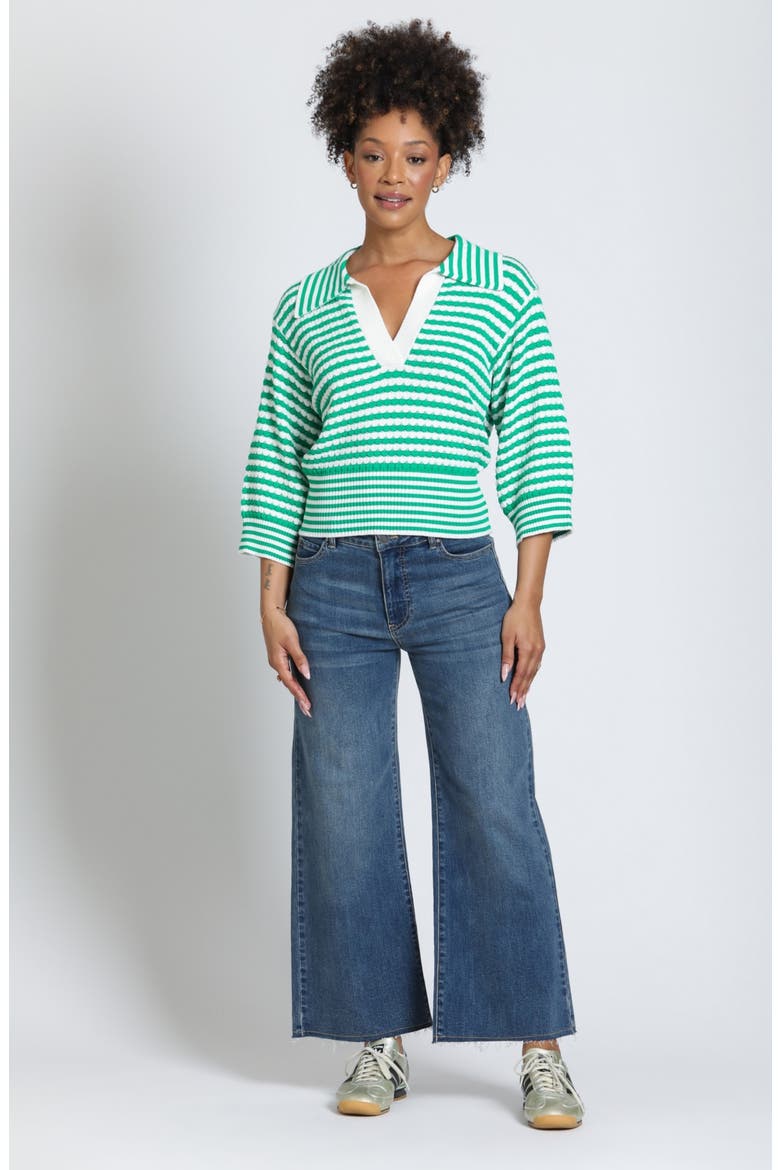 V-Neck Polo Sweater, Alternate, color, EMERALD ISLE
