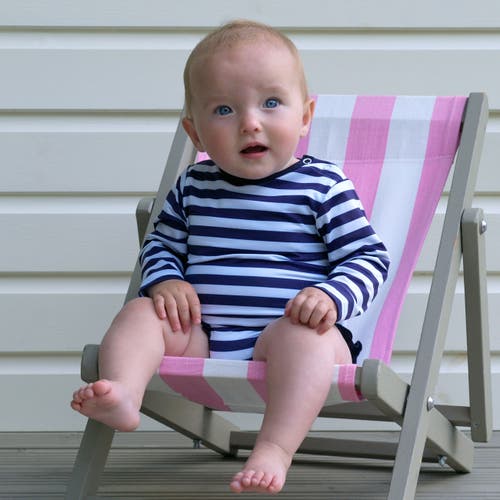 Rachel Riley Breton Stripe Frill Rashguard In Navy
