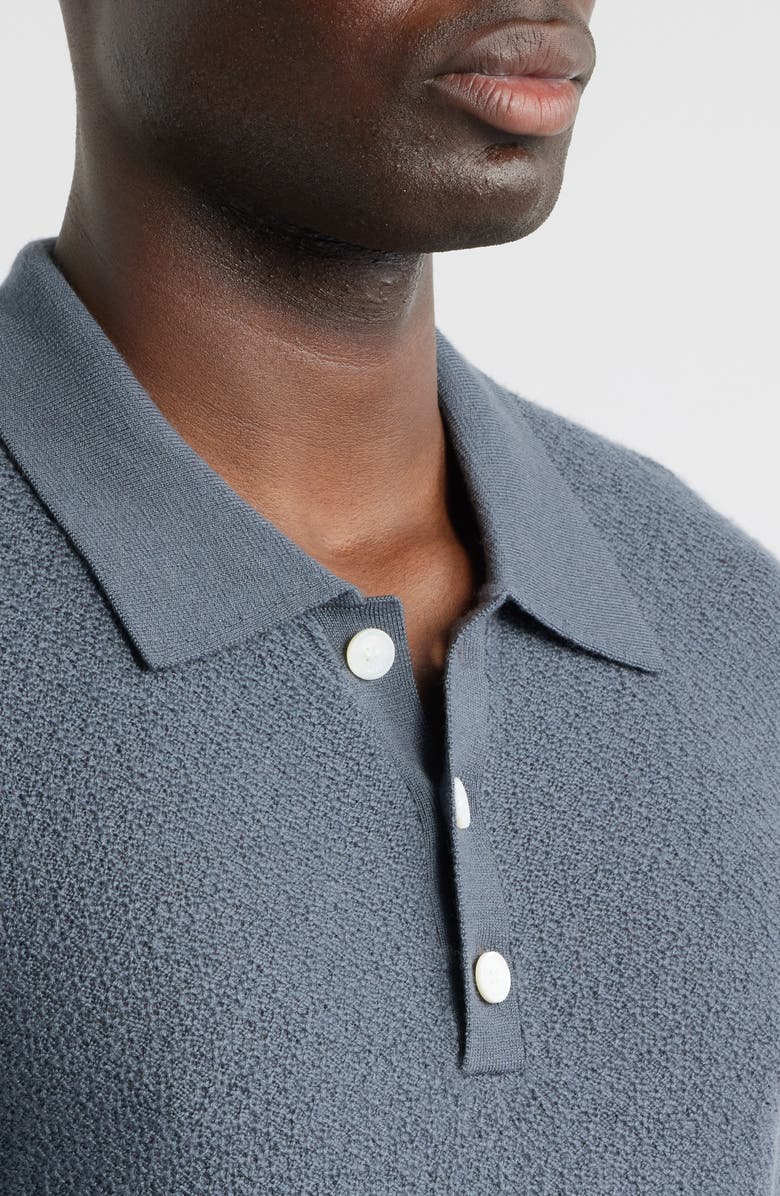 FRAME Long Sleeve Wool Polo Sweater, Alternate, color, Blue Grey