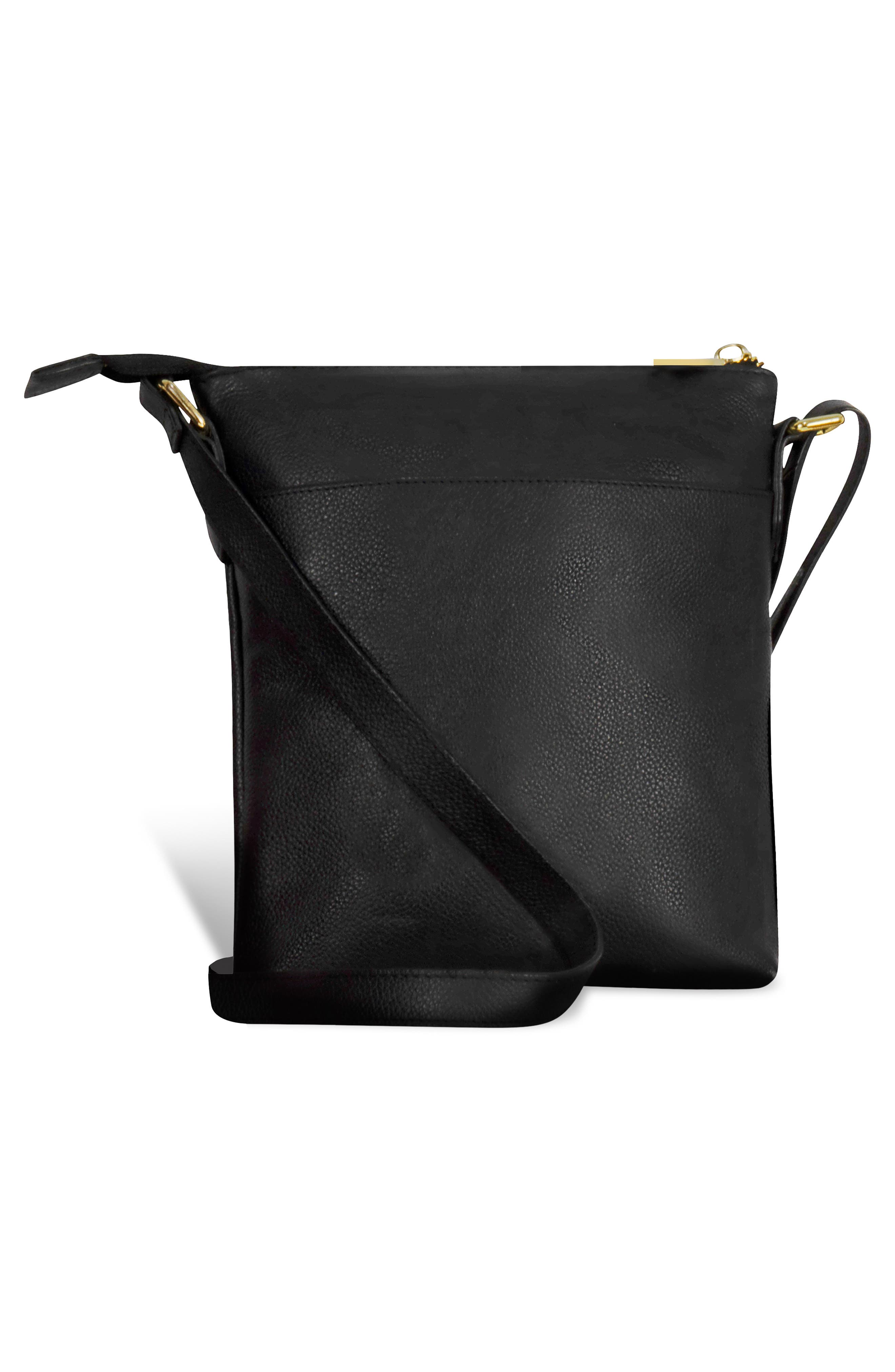 Mini Leather Crossbody Bag, Alternate, color, BLACK
