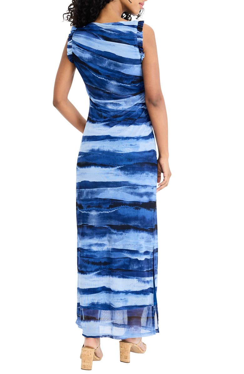 Donna Morgan Ruffle Stripe Sheath Midi Dress, Alternate, color, Sapphire Blue/ Denim