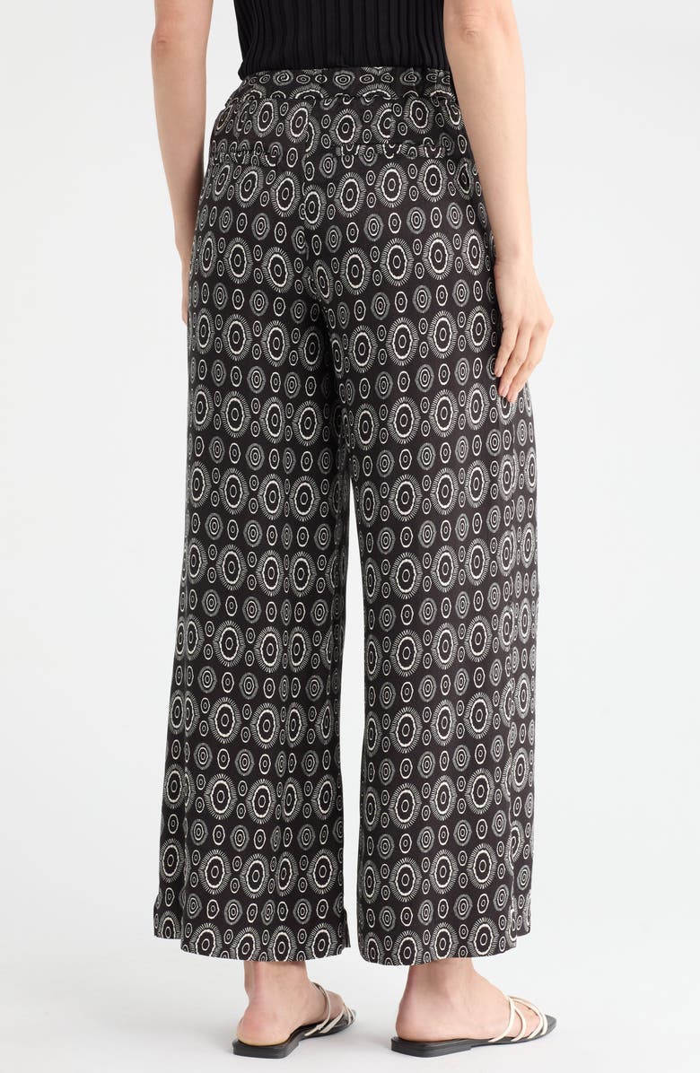 T Tahari Printed Wide Leg Pants, Alternate, color, Black/ Ivory Circles