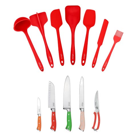 5 Piece Knife And 7 Piece Silicone Cooking Utensil Set