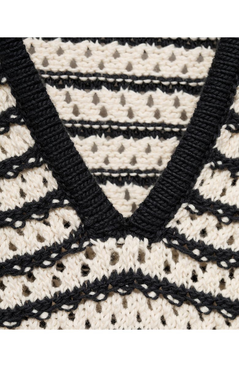 MANGO Stripe Open Stitch Cotton Polo, Alternate, color, Black