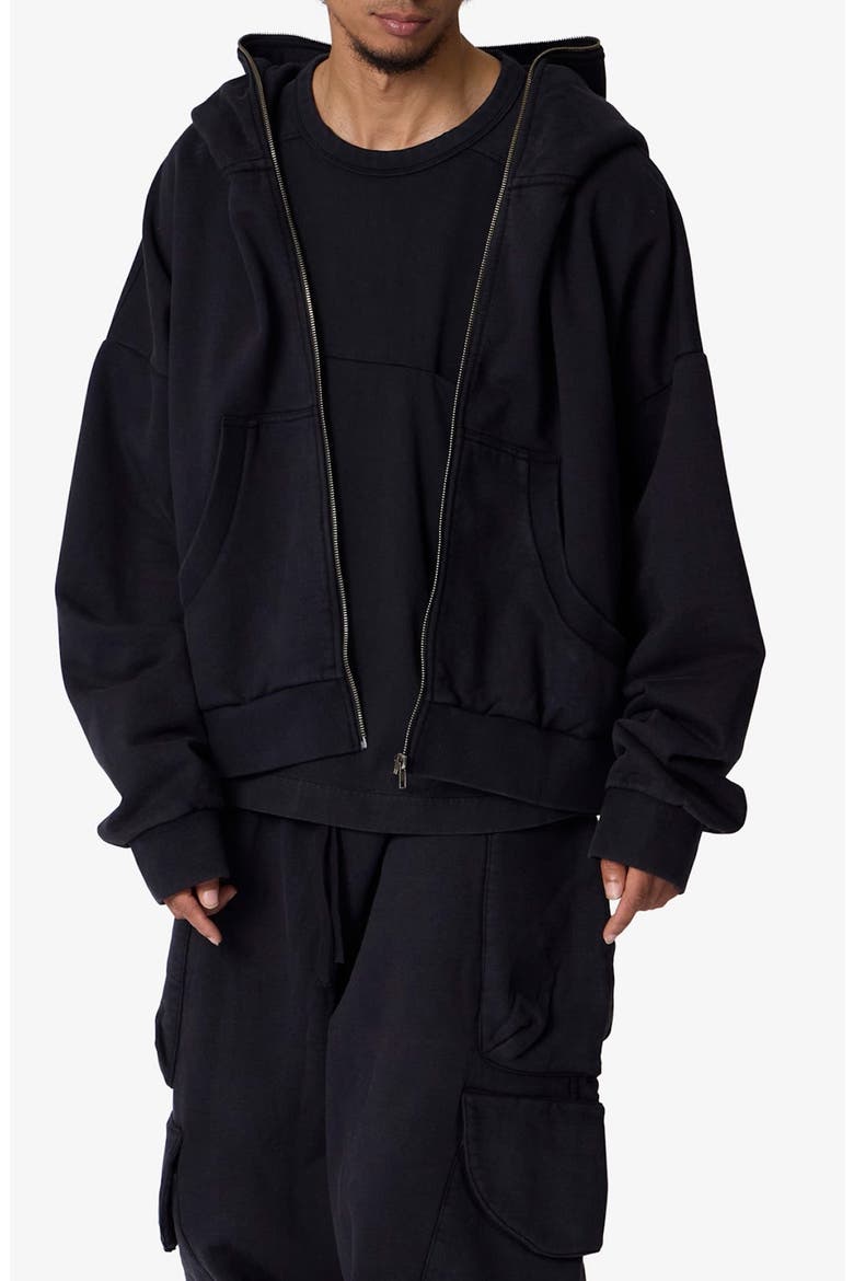 Oversize Zip Hoodie, Main, color, WASHED BLACK